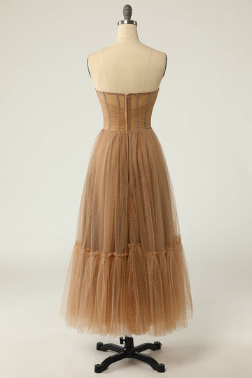 Khaki Prickig Sweetheart Balklänning